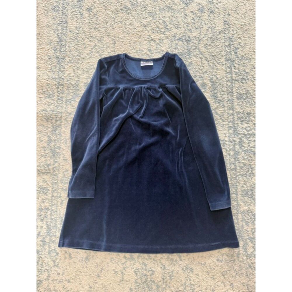 Hanna Andersson Girls' Size 6-7 navy blue velvet long-sleeve dress